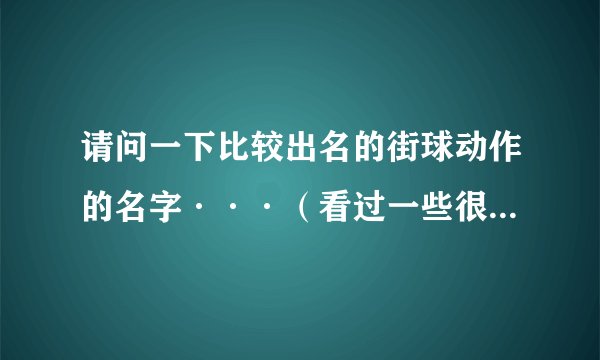 请问一下比较出名的街球动作的名字···（看过一些很帅的动作，想学，就是不知道名字，呵呵）
