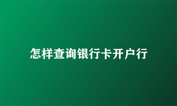 怎样查询银行卡开户行