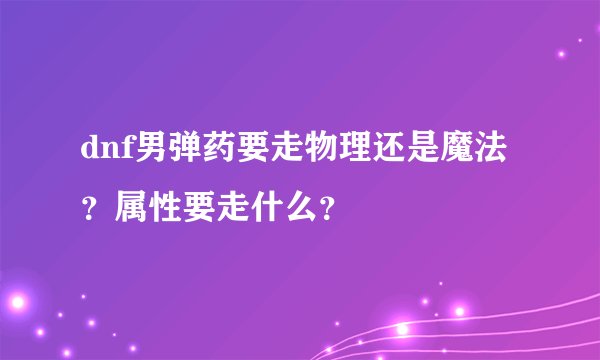 dnf男弹药要走物理还是魔法？属性要走什么？