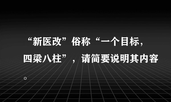 “新医改”俗称“一个目标，四梁八柱”，请简要说明其内容。