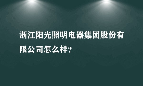 浙江阳光照明电器集团股份有限公司怎么样？