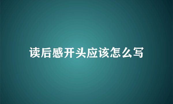 读后感开头应该怎么写