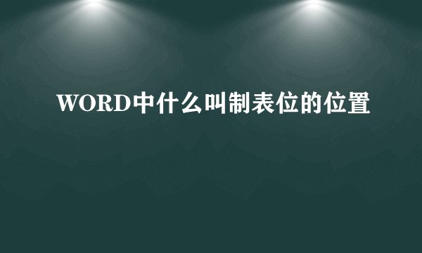 WORD中什么叫制表位的位置