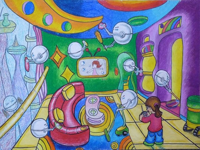 少儿科幻画。尽量简单点。