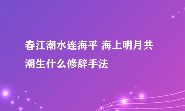 春江潮水连海平 海上明月共潮生什么修辞手法