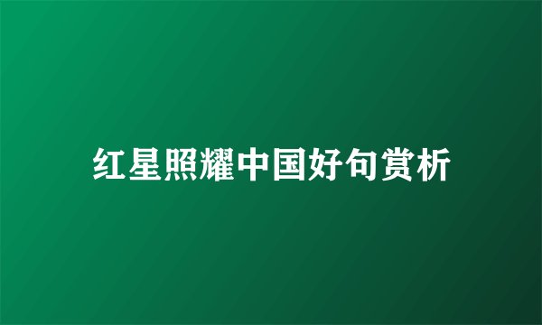 红星照耀中国好句赏析