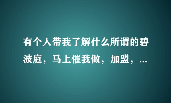 有个人带我了解什么所谓的碧波庭，马上催我做，加盟，几万，奶奶的，这种人远离她？
