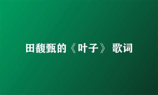 田馥甄的《叶子》 歌词
