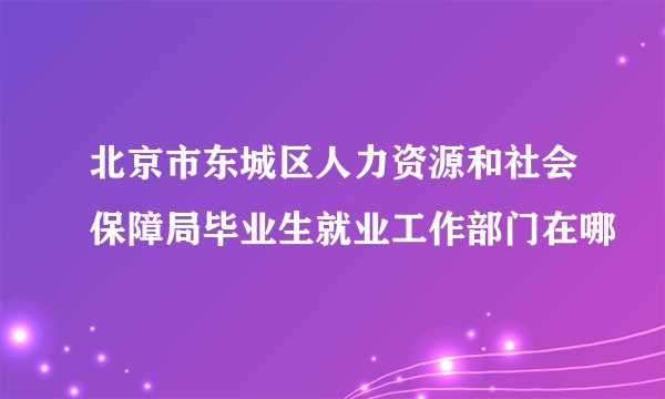 北京市东城区人力资源和社会保障局毕业生就业工作部门在哪