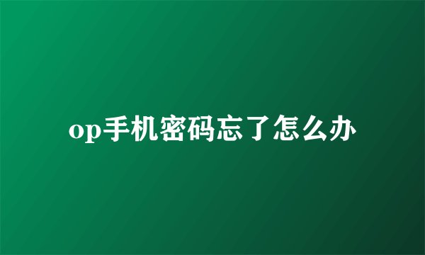 op手机密码忘了怎么办