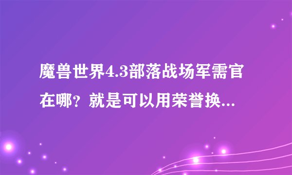 魔兽世界4.3部落战场军需官在哪？就是可以用荣誉换迅猛龙坐骑的那个，我上次看见过一次，但是忘了在哪了..