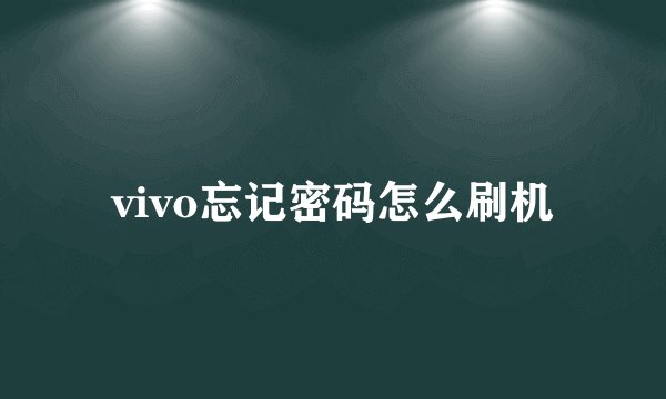 vivo忘记密码怎么刷机
