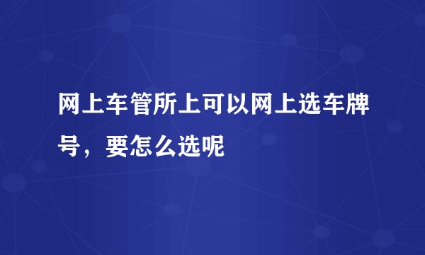 网上车管所上可以网上选车牌号，要怎么选呢