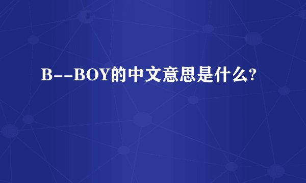 B--BOY的中文意思是什么?