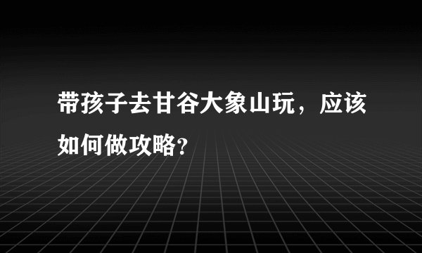 带孩子去甘谷大象山玩，应该如何做攻略？