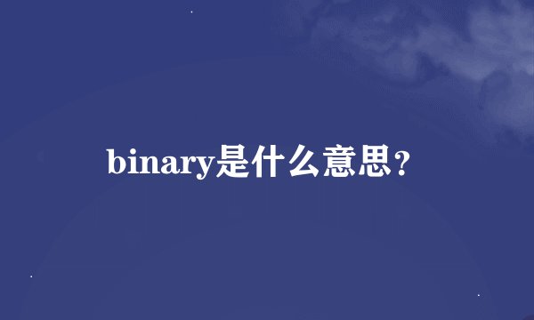 binary是什么意思？