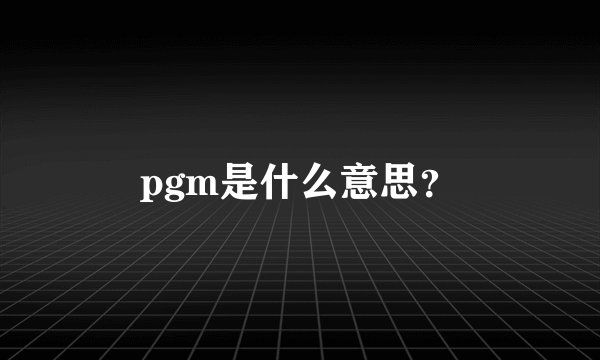 pgm是什么意思？