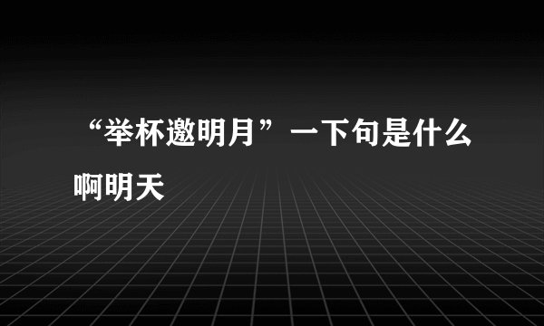 “举杯邀明月”一下句是什么啊明天
