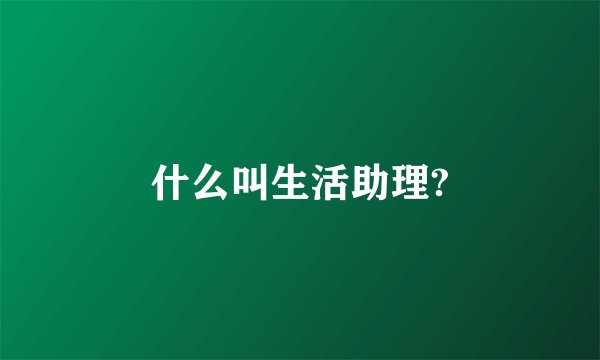 什么叫生活助理?