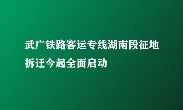武广铁路客运专线湖南段征地拆迁今起全面启动