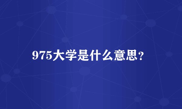 975大学是什么意思？