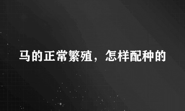 马的正常繁殖，怎样配种的
