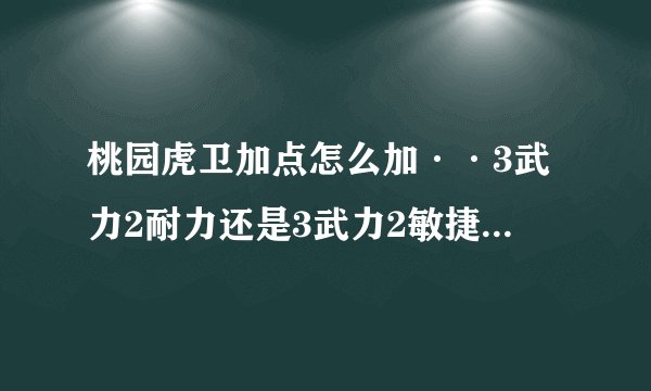 桃园虎卫加点怎么加··3武力2耐力还是3武力2敏捷还是3武力2技巧！！我不是什么RMB玩家！！