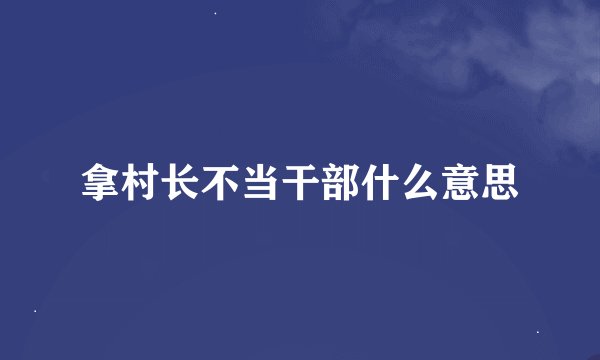 拿村长不当干部什么意思