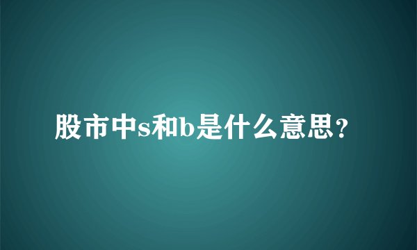 股市中s和b是什么意思？