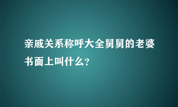 亲戚关系称呼大全舅舅的老婆书面上叫什么？
