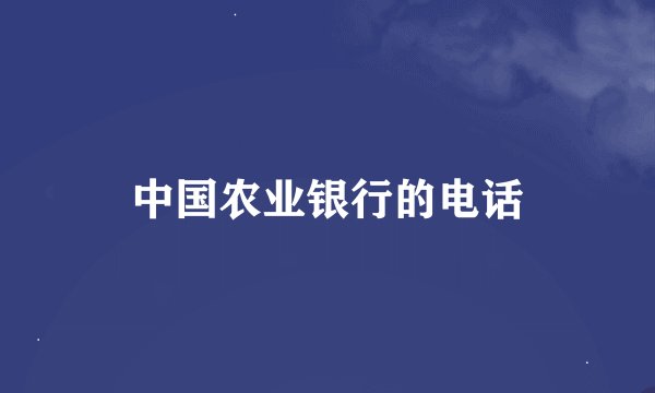 中国农业银行的电话