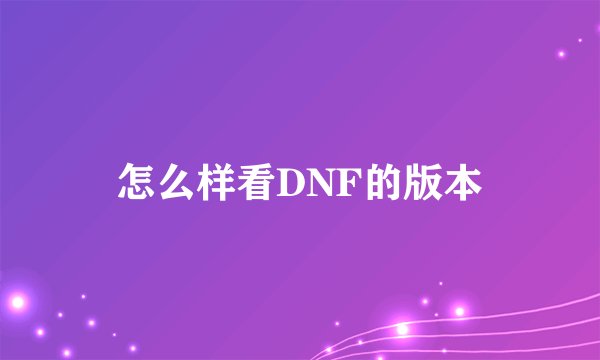 怎么样看DNF的版本