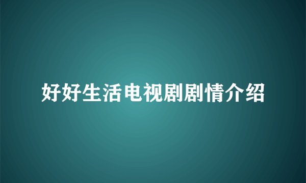 好好生活电视剧剧情介绍