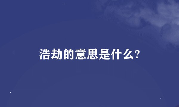 浩劫的意思是什么?