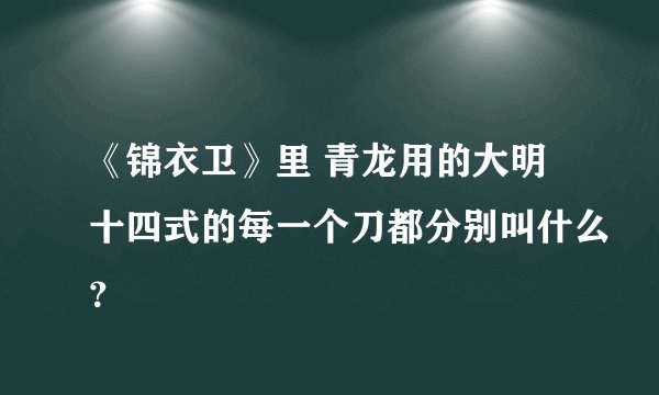 《锦衣卫》里 青龙用的大明十四式的每一个刀都分别叫什么？