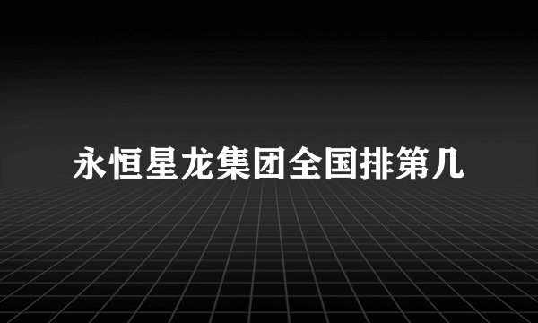 永恒星龙集团全国排第几
