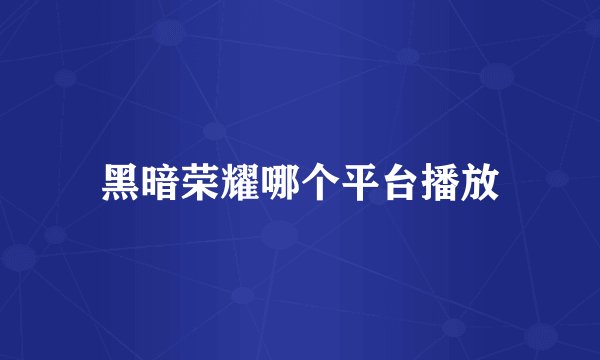 黑暗荣耀哪个平台播放