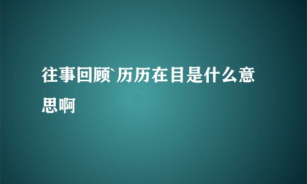 往事回顾`历历在目是什么意思啊