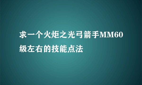 求一个火炬之光弓箭手MM60级左右的技能点法