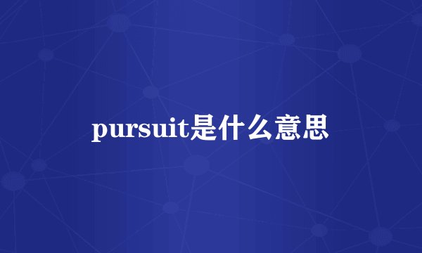 pursuit是什么意思