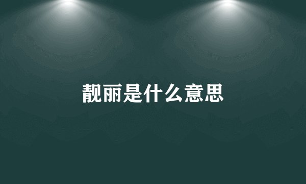 靓丽是什么意思