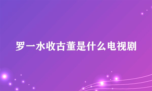 罗一水收古董是什么电视剧