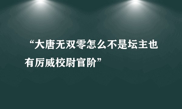 “大唐无双零怎么不是坛主也有厉威校尉官阶”