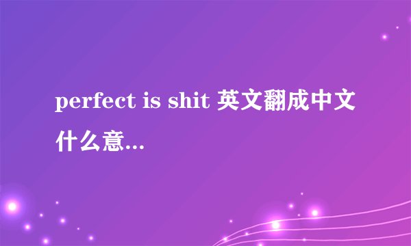 perfect is shit 英文翻成中文什么意思？》？？