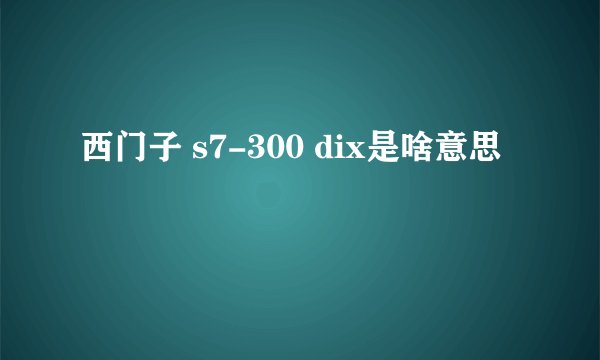 西门子 s7-300 dix是啥意思