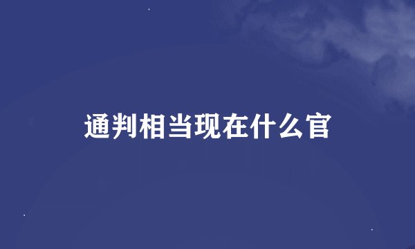 通判相当现在什么官