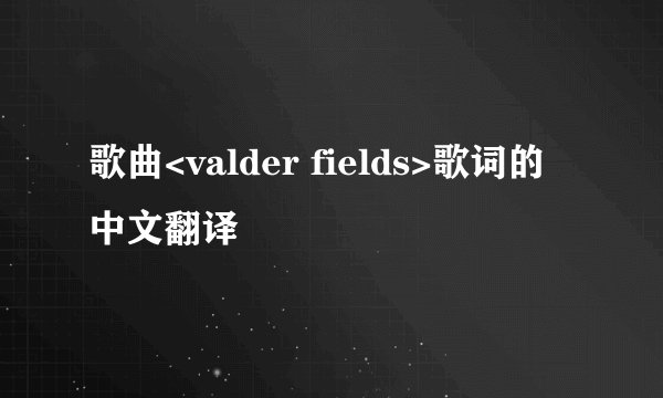 歌曲<valder fields>歌词的中文翻译