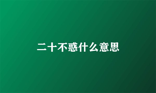 二十不惑什么意思