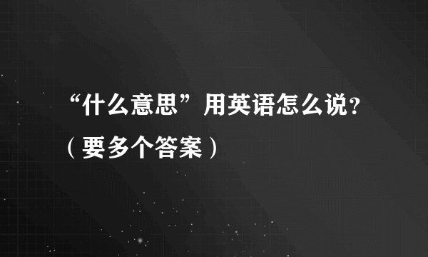 “什么意思”用英语怎么说？（要多个答案）