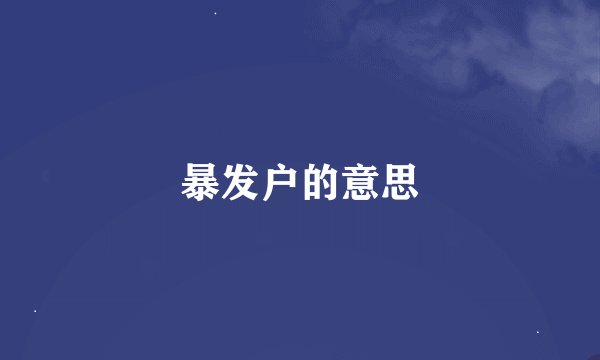 暴发户的意思